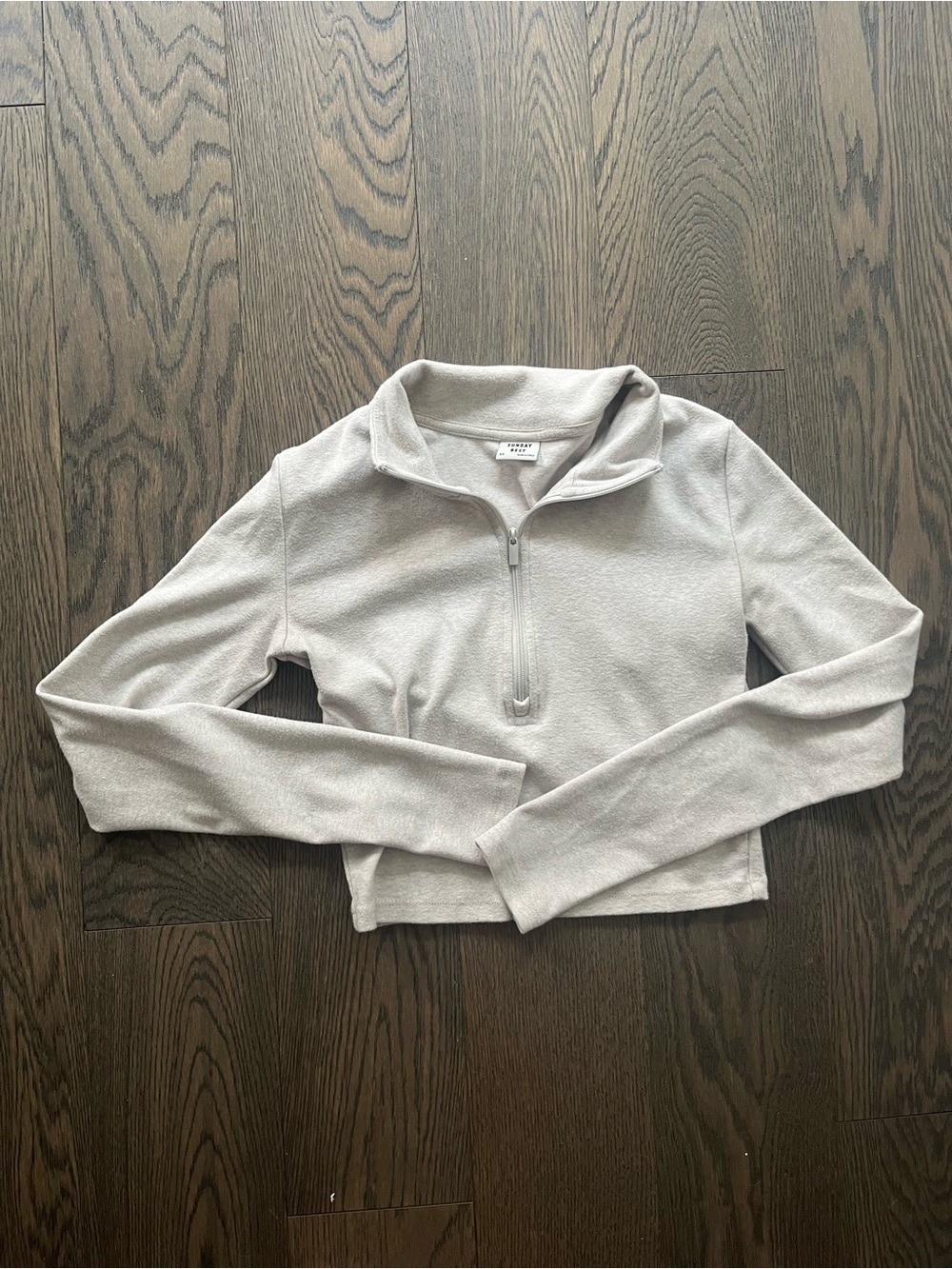 Aritzia Half-Zip Cropped Pullover - heather white